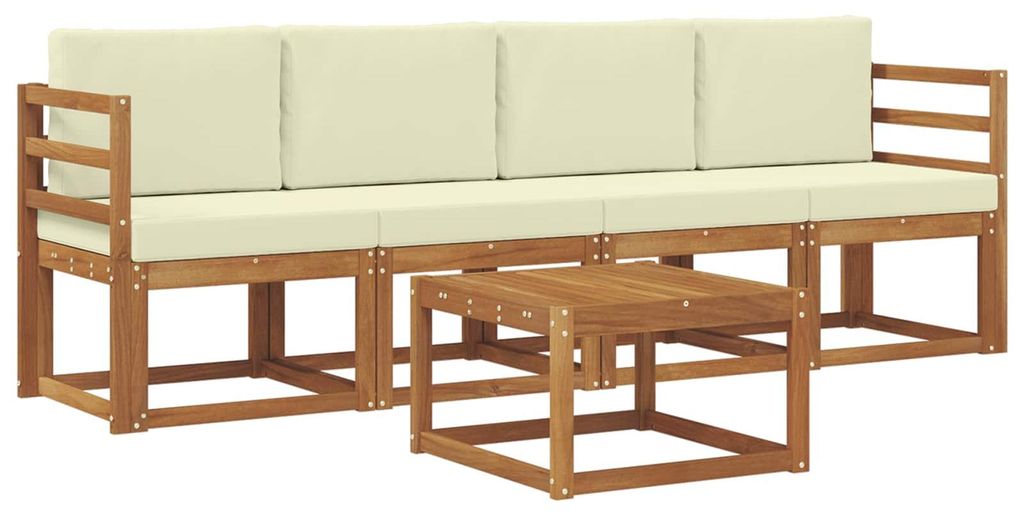 vidaXL Outdoor-Sofagarnitur mit Kissen 5 pcs Natur und Creme