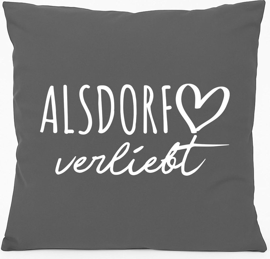 Huuraa Kissen Alsdorf verliebt 40x40cm mit Füllung Steel Grey Baumwolle Dekokissen Geschenkidee