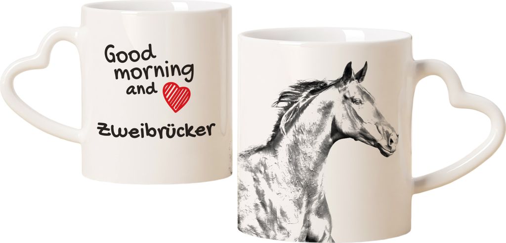 Zweibrücker - Tasse mit Hund, entzückende Tasse mit herzförmigem Henkel, universelles Geschenk der Marke Art-Dog