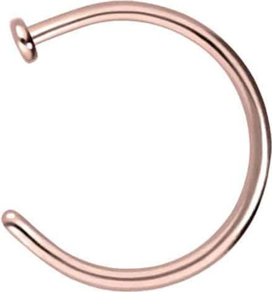 Nasenpiercing, Nasenstecker Titan Nasenring offen PLATTE RoséGold Innendurchmesser: 9mm + Stabstärke: 0,8mm