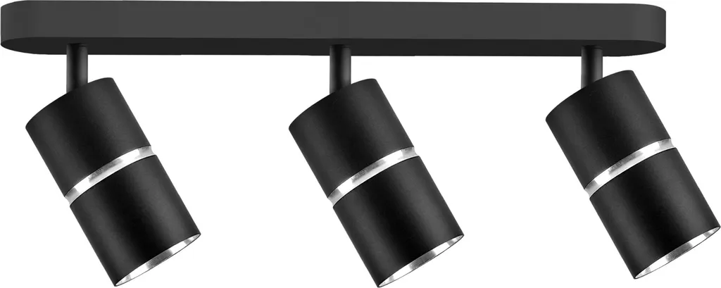 Luminaire de plafond pour salon ou cuisine 3 spots noirs orientables