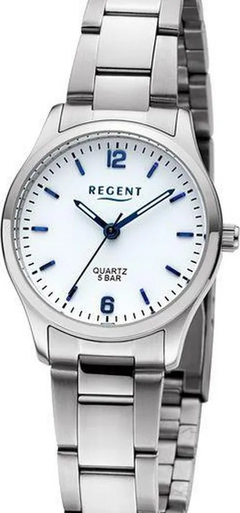 Montre Regent F-1419 Femme : boîtier en acier inoxydable et cadran blanc