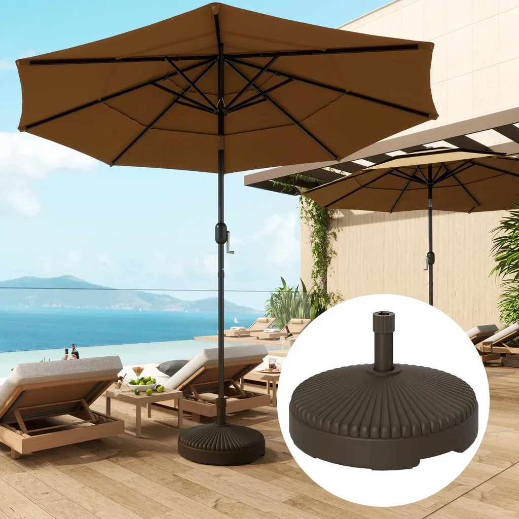Support parasol réglable 28kg à lester marron base ronde 23L durable - 2