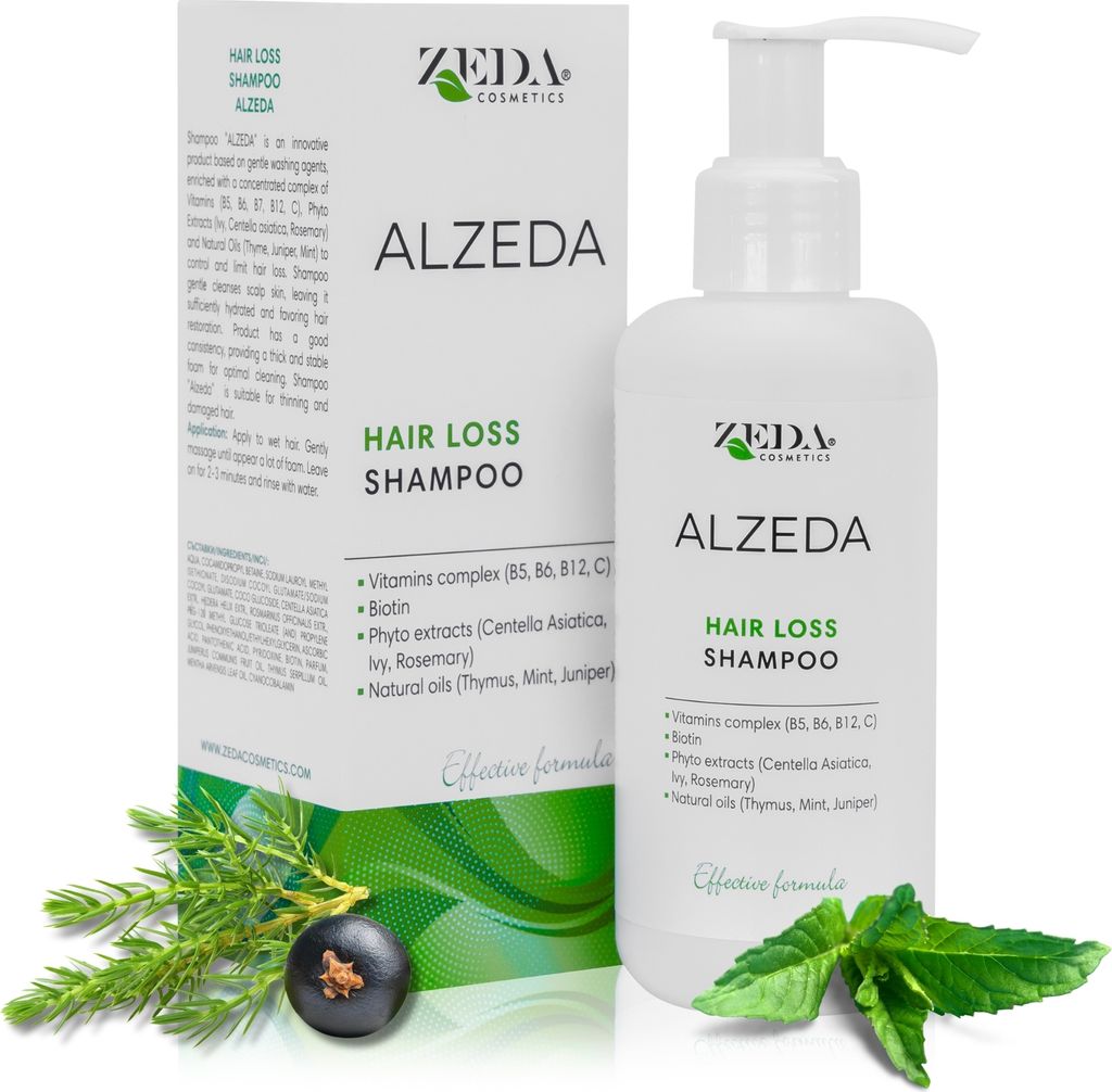 ALZEDA anti haarausfall shampoo 200ml mit Biotin, Rosmarin, Vitamin C, B12, B komplex, Minze | Anti - Haarverlust | haarwachstum