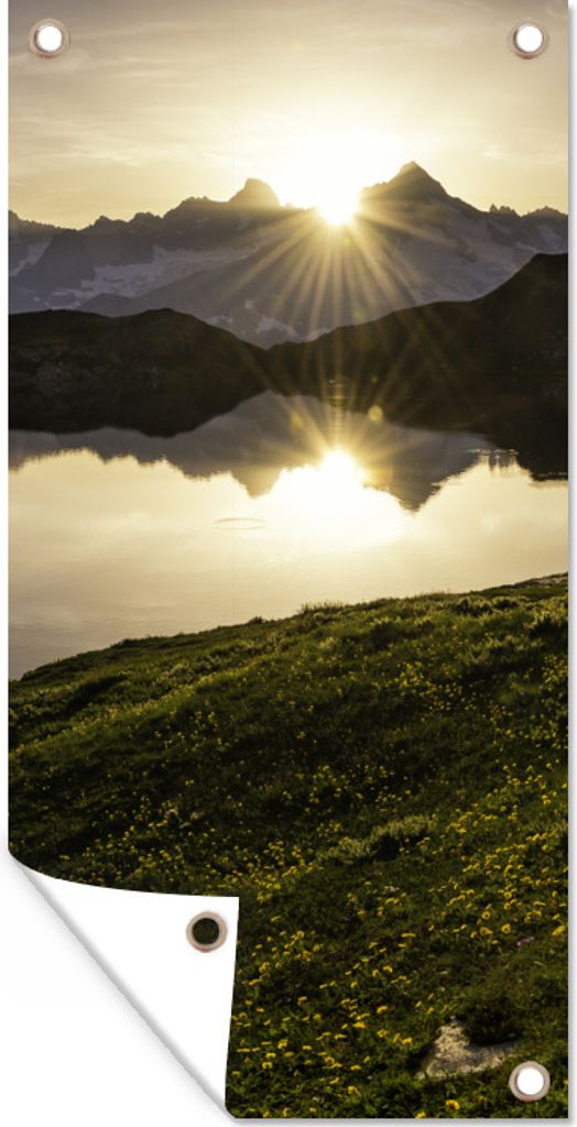 MuchoWow 30x60 cm Outdoor-Poster Gartendeko Sichtschutz Garten Poster für den Garten Schweiz - Alpen - Wasser