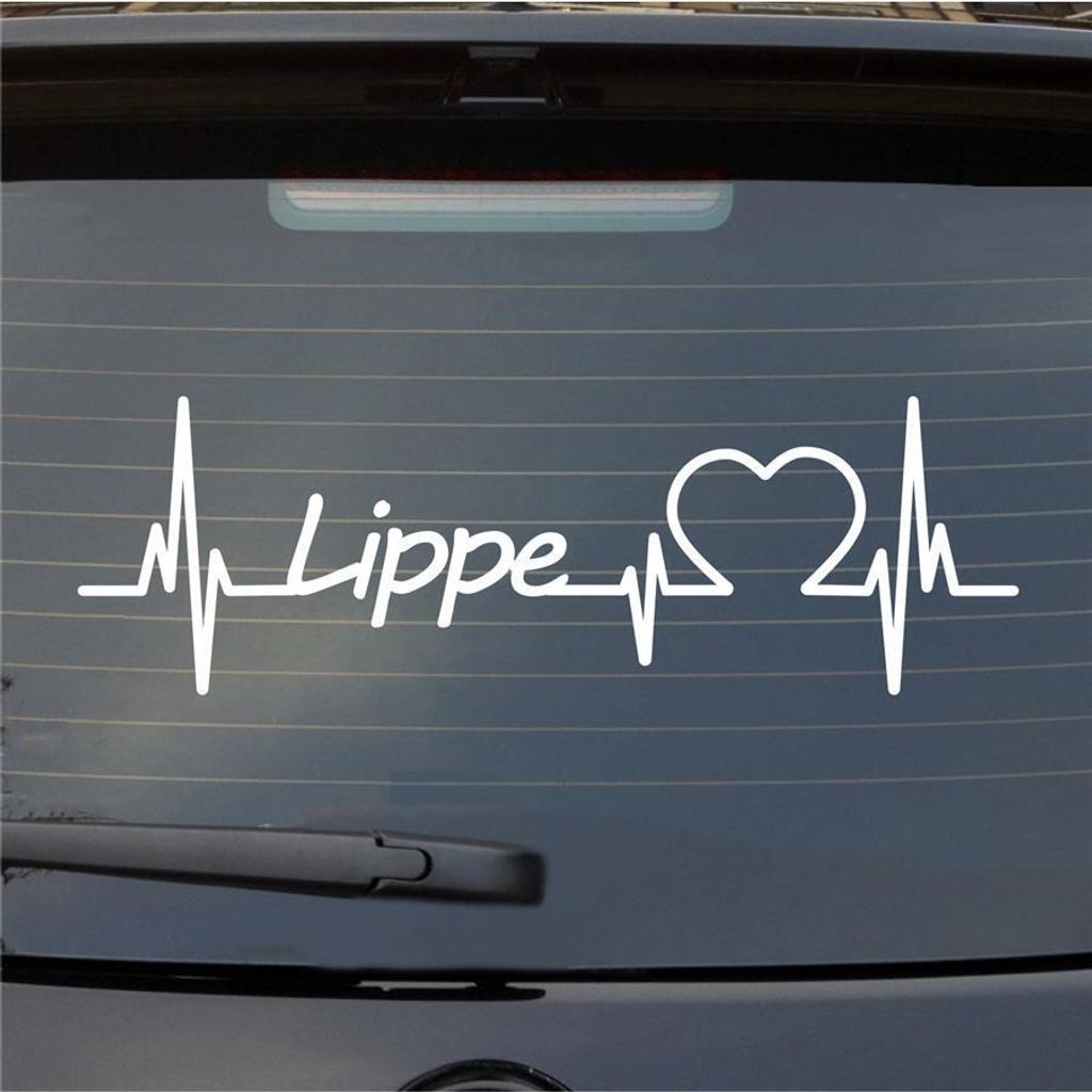 Heckscheibenaufkleber Lippe Herzschlag Puls Fluss Wasser Liebe 55x17 cm Weiss Glanz Auto Aufkleber Sticker