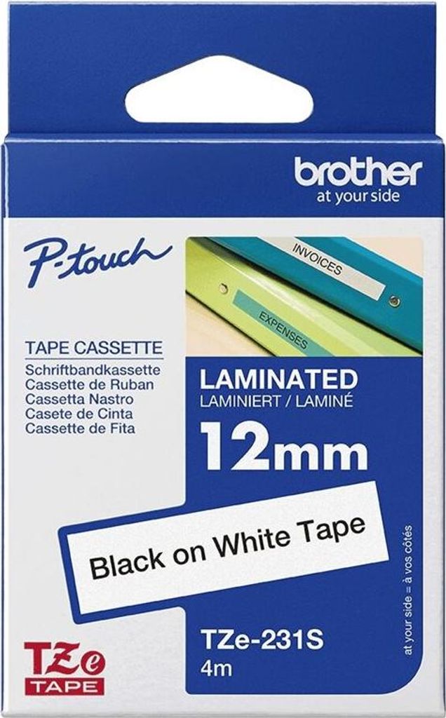 Brother TZE231S2, Czarny na białym, Akrylowy, 1 szt., TZe, Zdjęcie produktu 