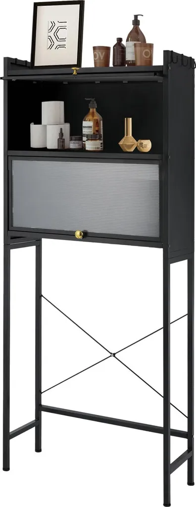 Support salle de bain design peu encombrant, métal noir haute densité - 3