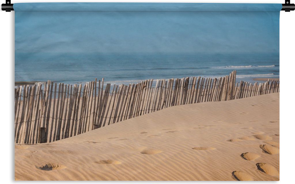 MuchoWow Wandteppich Wandbehang Strand - Pfähle - Meer 90x60 cm Tapisserie Dekoration Wandtuch - Wandskulpturen - Bildteppich