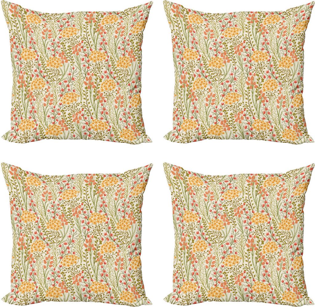ABAKUHAUS Blume Kissenbezug Set (4 Stück), Alte Weinlese Ivy Flieder, Moderner Doppelseitiger Digitaldruck, 60 cm x 60 cm, Mehrfarbig