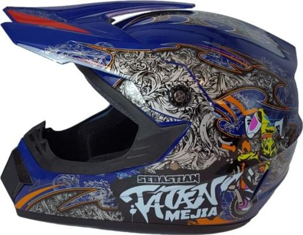 Crosshelm Helm Kinderhelm Motorradhelm Motocross Mejia blau Motorrad Größe XL