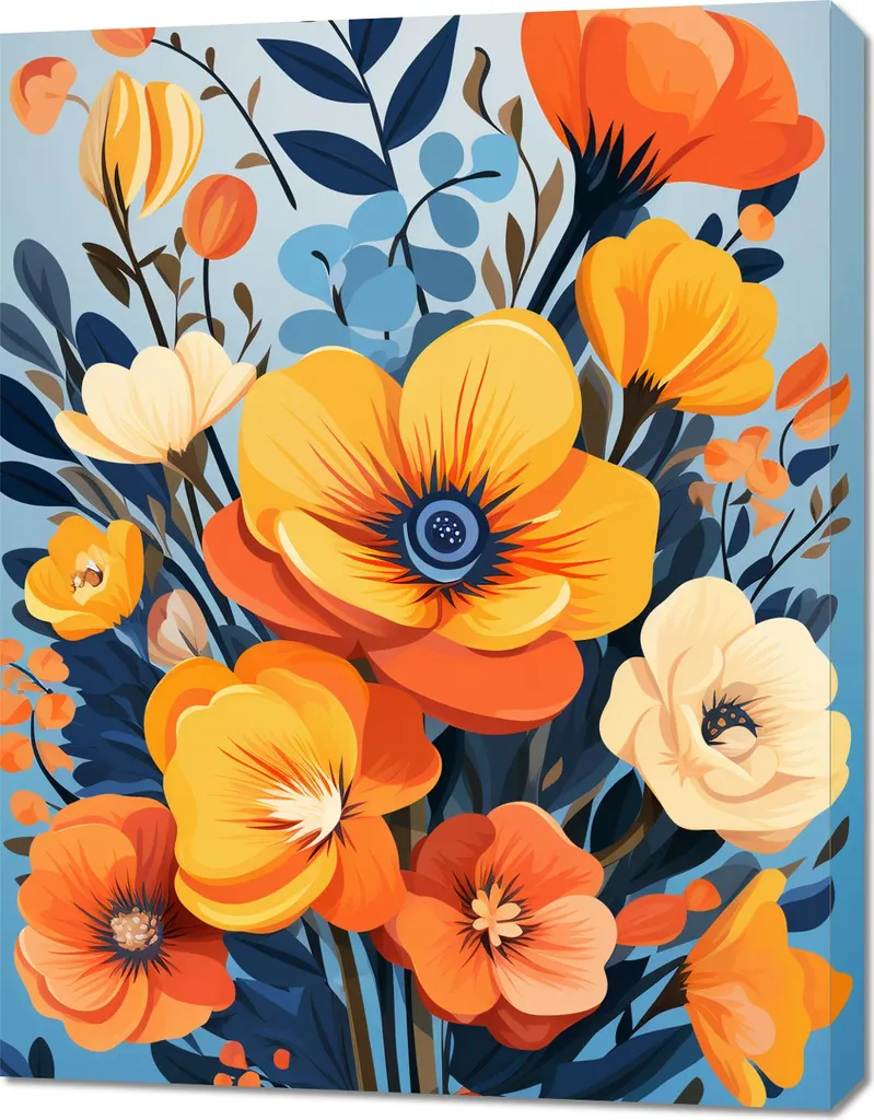 Tableau 70 x 90 cm Majesté florale - Toile décorative de grande taille