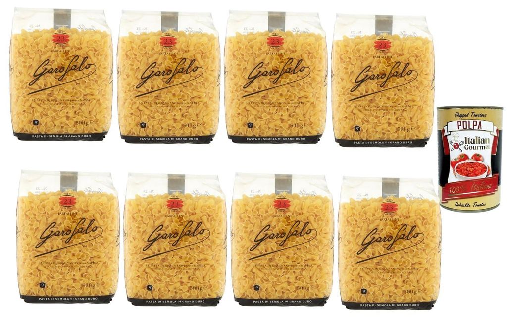 Italian Gourmet Farfalline Pasta 8 x 500 g – kleine Schleifenpasta aus Hartweizengrieß, ideal für Nudelsalat & Saucen, Familienvorrat (4 kg) + ...