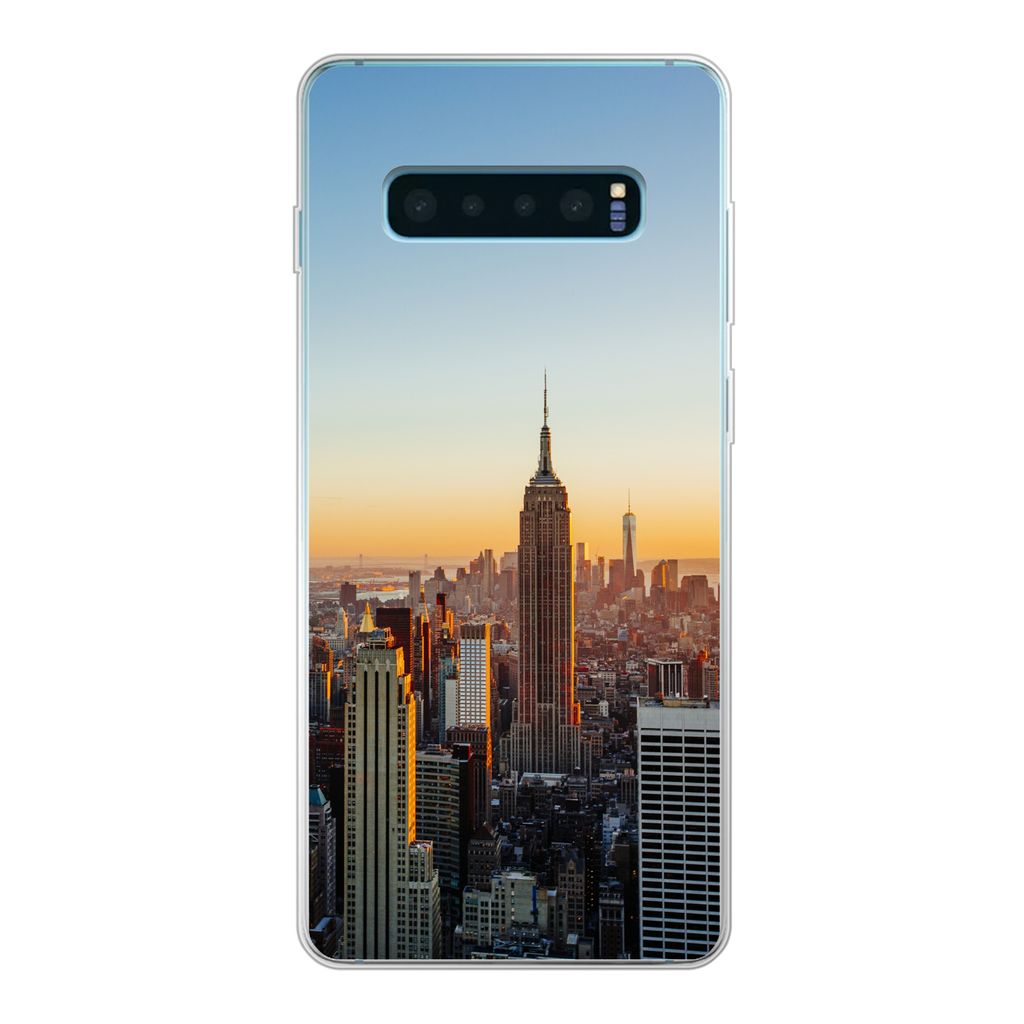 MuchoWow Handyhülle Schutzhülle Hülle für Samsung Galaxy S10 Lite New York - Skyline - Sonnenuntergang Silikon Softcase Handy Hülle - Schutz