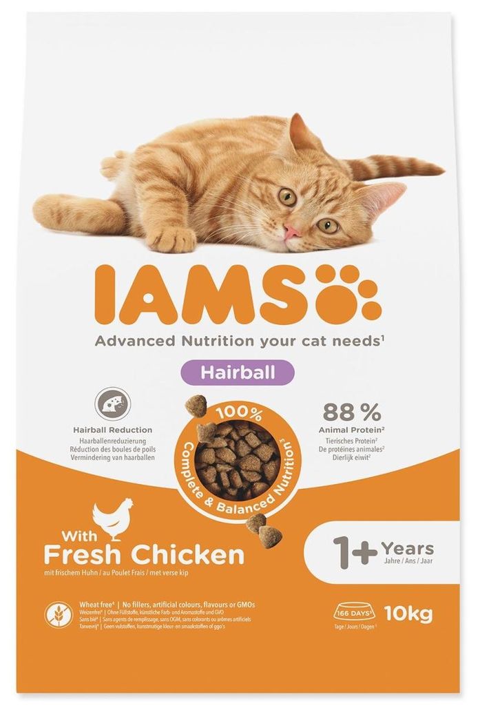 IAMS Cat Adult Hairball Chicken 10 kg Immagine del prodotto 