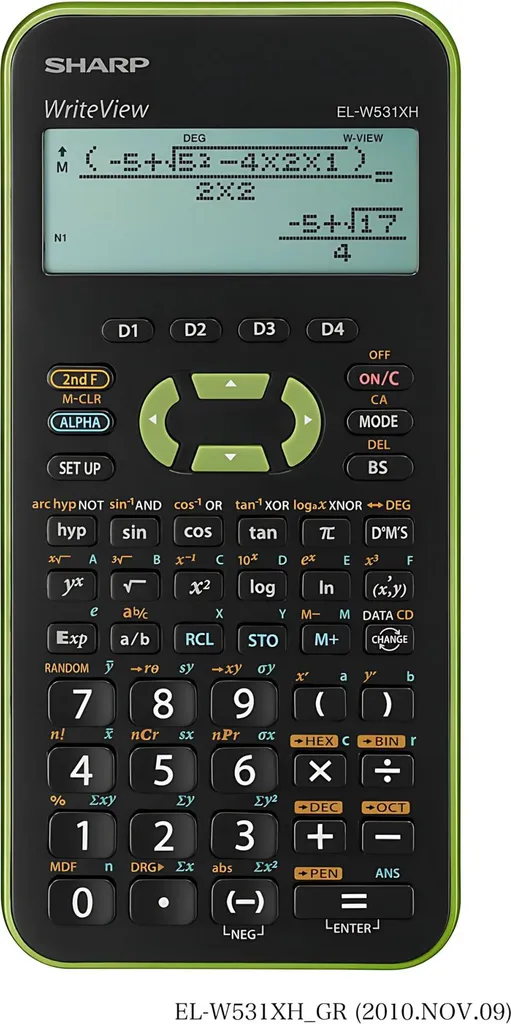Sharp ELW531XH-GR Calcolatrice Scientifica 335 Funzioni Verde - Offerta