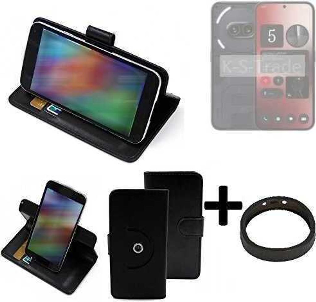 K-S-Trade Case Schutz Hülle kompatibel mit Nothing 2a + Bumper Handy Hülle Flipcase Smartphone Cover Handy Schutz Tasche Walletcase schwarz