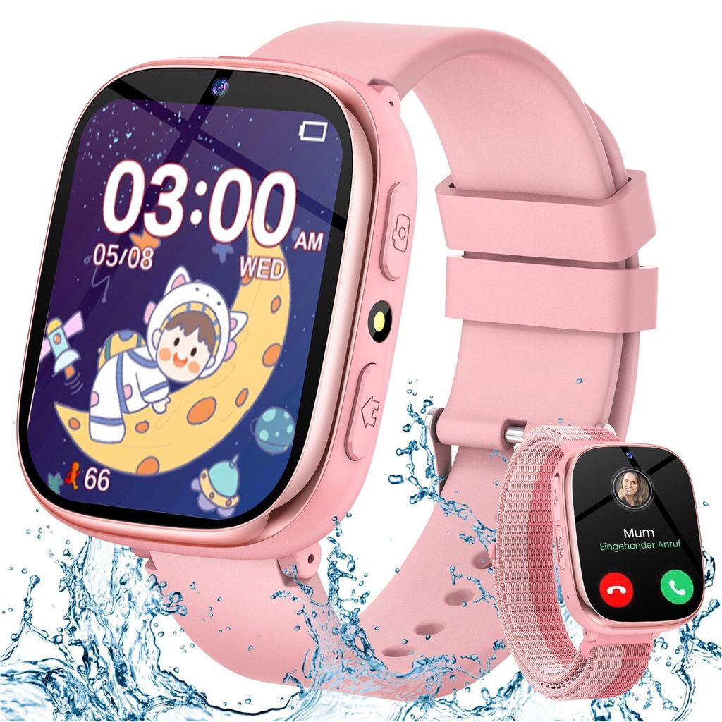 2025 2G Kinder Smartwatch mit Telefonfunktion,32 Spielen,IP68,Fitness Tracker,Schrittzähler, Herzfrequenz-Schlafmonitor,Lern-Sportuhr,Jungen&Mädchen