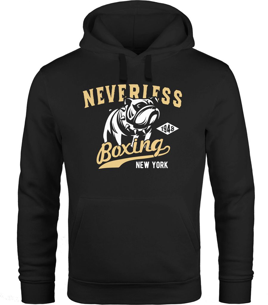 Hoodie Herren Boxing Boxer Hund Dog Neverless schwarz S