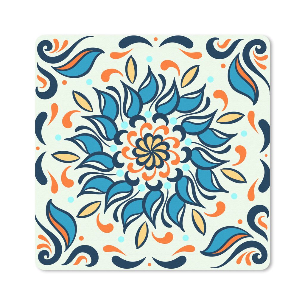 MuchoWow Mauspad Mousepad Sonnenblume - Blätter - Blau - Orange 30x30 cm - Mousepads - Maus Mat - Pad - Mausunterlage - Gaming