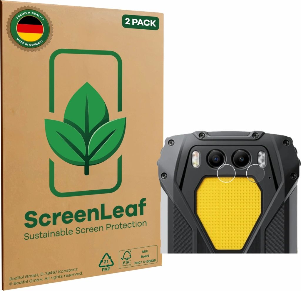 2x ScreenLeaf Schutzfolie für Blackview BV7300 (NUR Kameraschutz) nachhaltiger Displayschutz Display Schutz Folie Klar Transparent