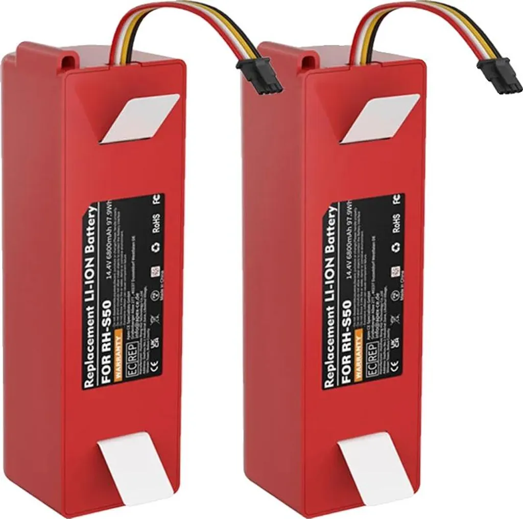 Batterie de rechange 6800 mAh pour Roborock S50 - Lot de 2 piles 6,8 Ah