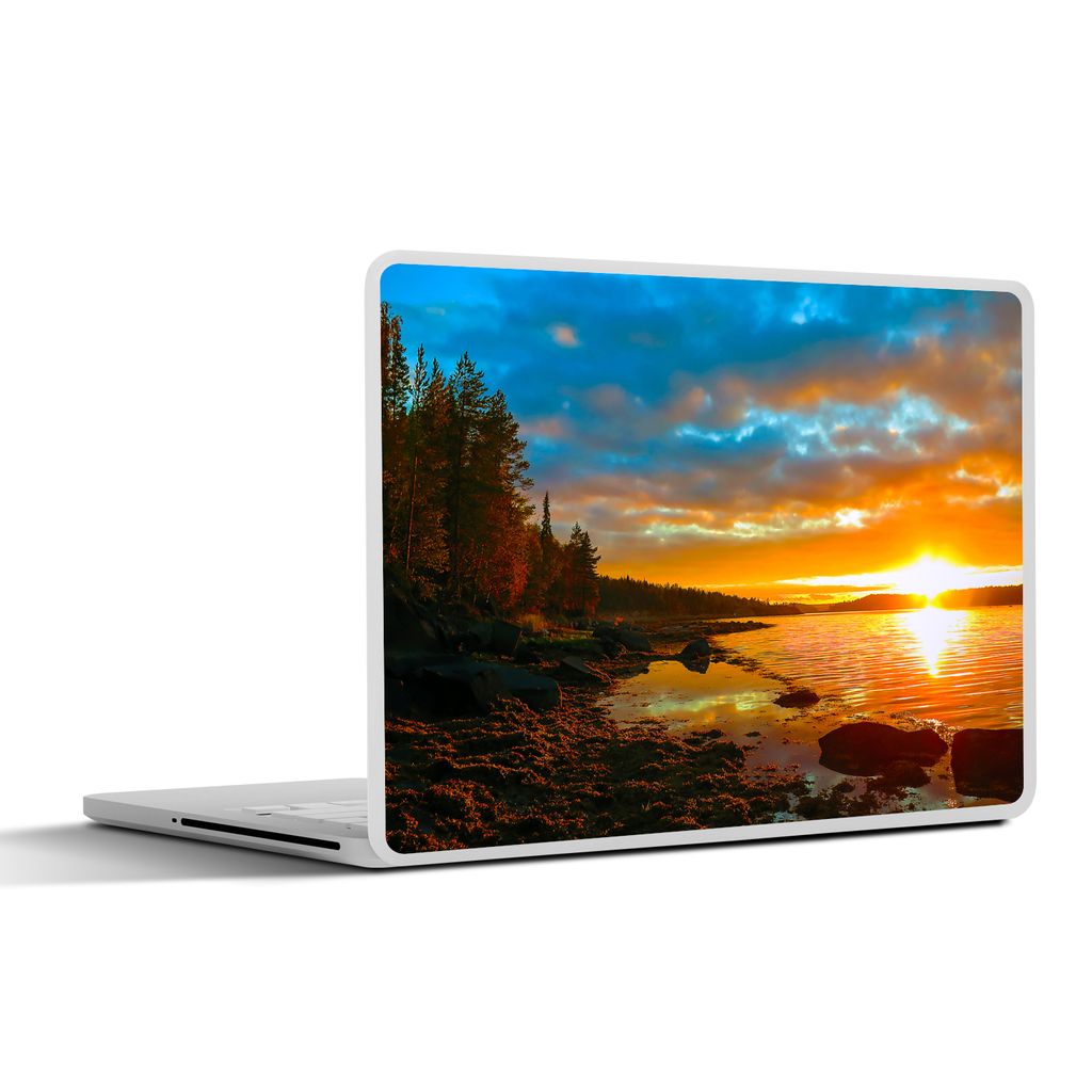 MuchoWow Laptop Aufkleber Sticker Cover Sonne - Landschaft - Wasser - Bäume 32.5x23.5 cm - Sticker für Laptop - Selbstklebend