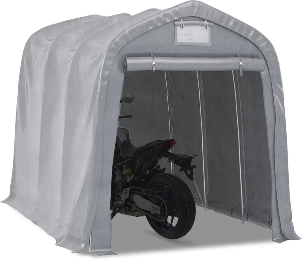 Garage moto MG2 gris 1,6x2,4m - Toile PE imperméable et structure acier