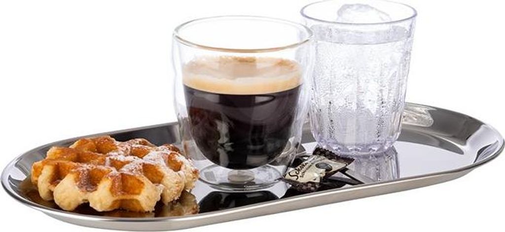 APS 30149 Serviertablett KAFFEEHAUS, 30 x 15,5 cm, Edelstahl, hochglanzpoliert