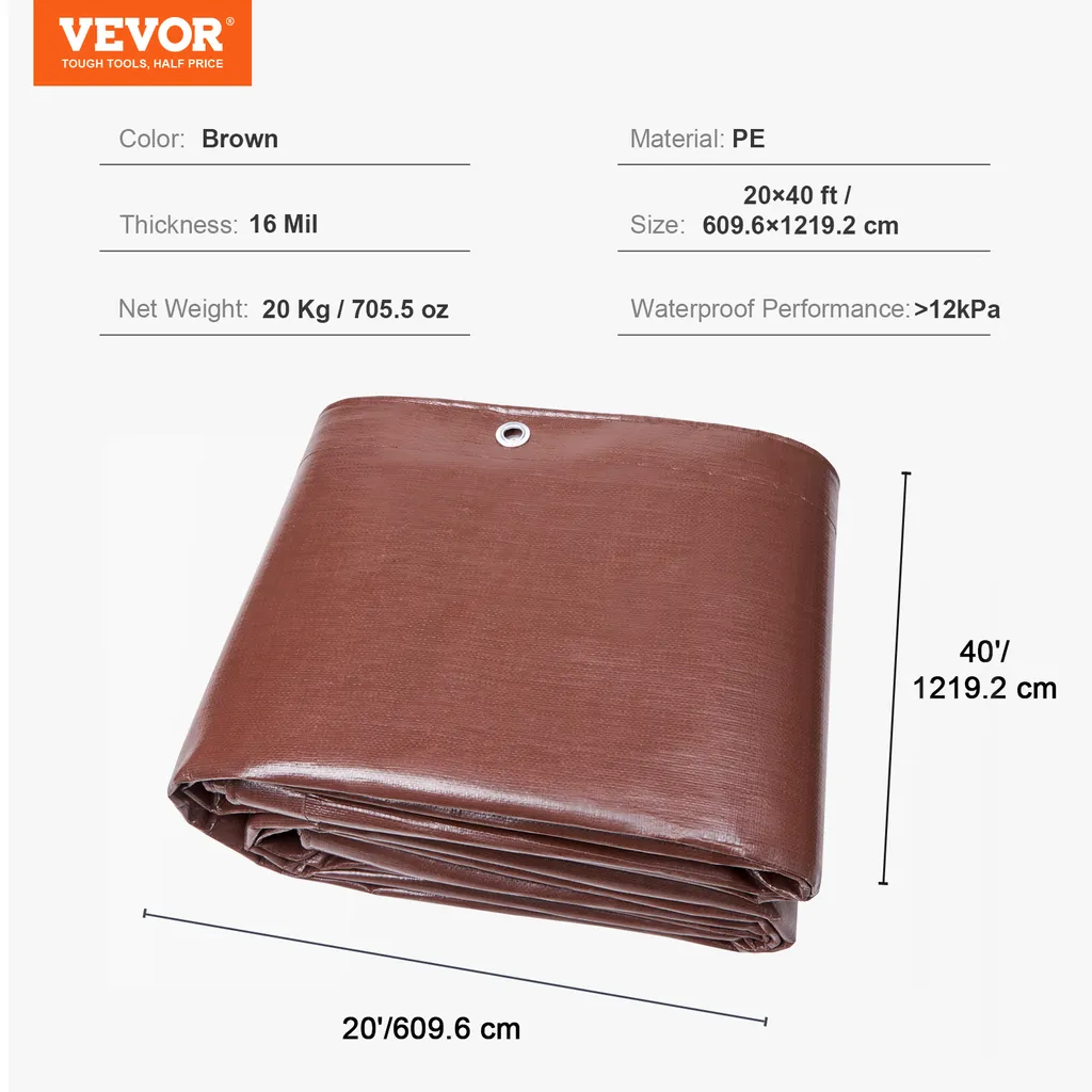 Bâche de Couverture en Tissu PE Imperméable 12m pour Extérieur - 7