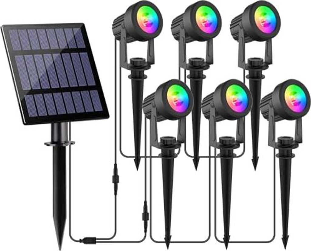 Natpow RGB Garden Spotlight Solar LED LED Leuchten Outdoor, IP65 wasserdicht, 2 Modi Farbwechselnder Beleuchtung, Garten, Auffahrt, Pool, Rasen