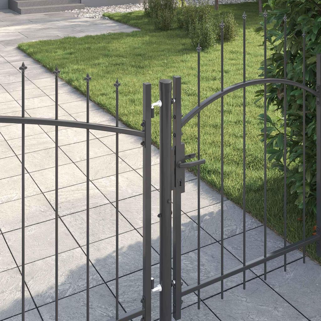 vidaXL Záhradná brána so zámkom Woerden, sivá, 150 x 400 Obrázok produktu 