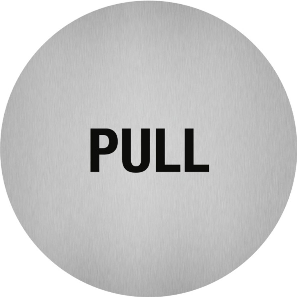 Dreifke Aufkleber - Piktogramm Pull, Edelstahl, selbstklebend, Ø 50 mm