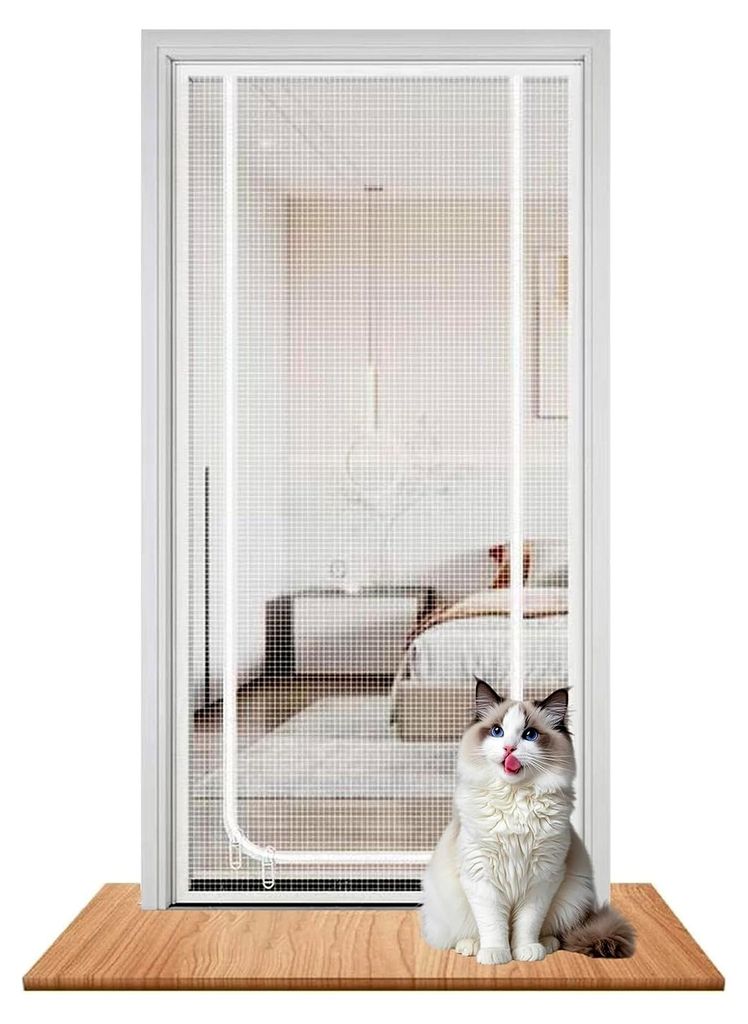 Netztür mit Reißverschluss-Netzklappe - 35x87 Zoll verstärkte Tür für Wohnzimmer, Küche, Schlafzimmer, Flur, Balkon, Treppenhaus und Garten