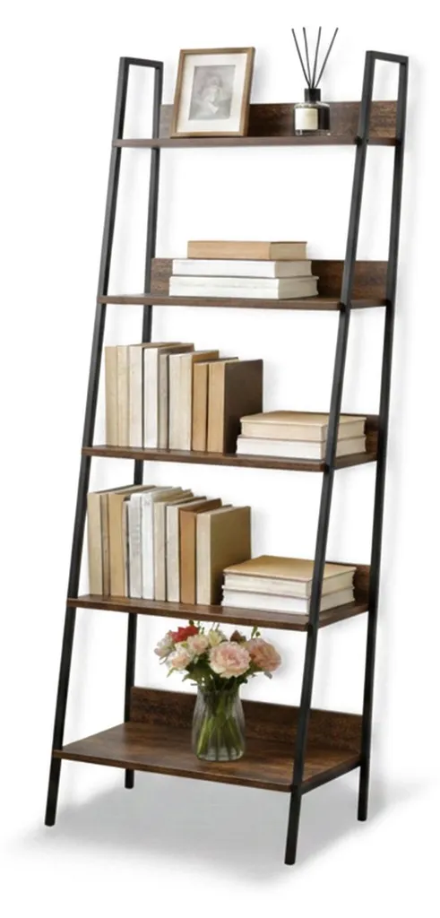 Étagère à 5 niveaux gain de place pour livres et plantes dans le salon