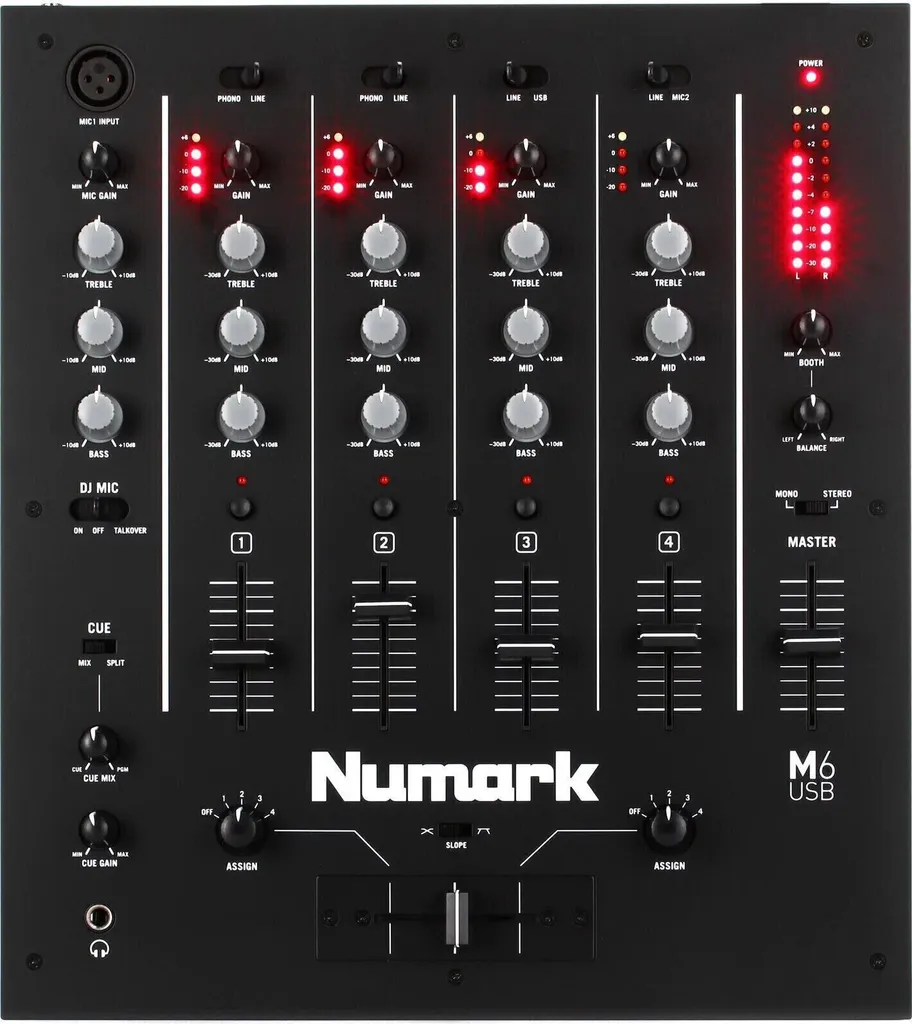 Table de mixage DJ 4 voies Numark M6-USB avec égaliseur 3 bandes intégré