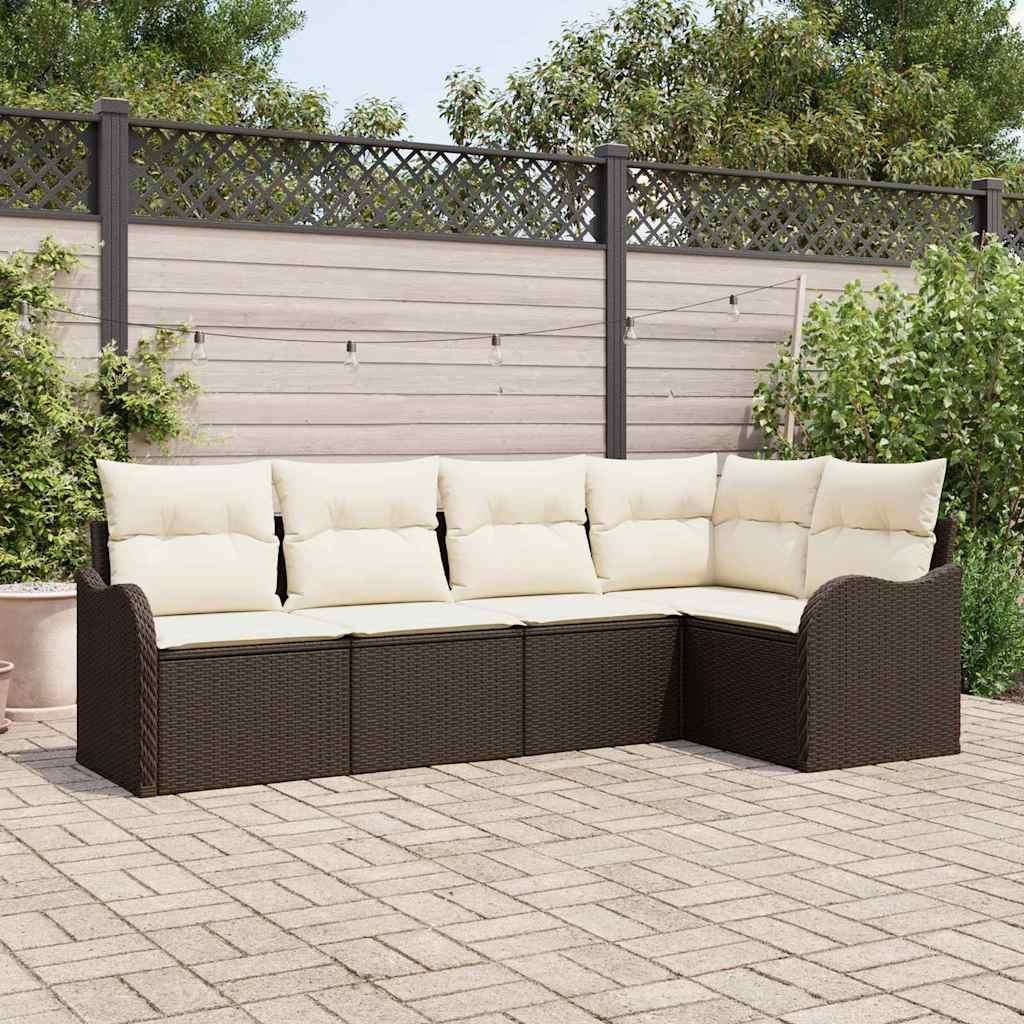Maison Exclusive - Gartensofa-set mit Speicher 5 pcs Braun Poly-Rattan
