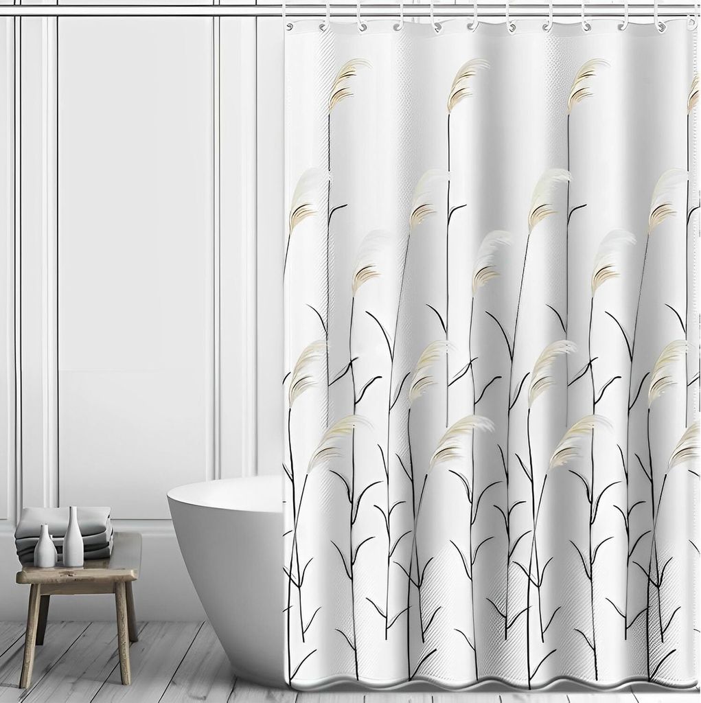 Duschvorhang180x180cm Anti-Schimme | Schilfblume Produktbild 