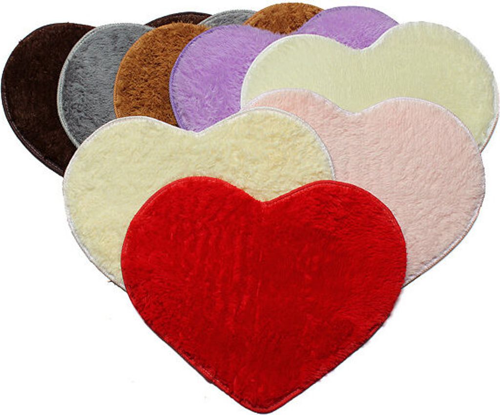 70x80cm Shaggy Herz Dusche Rug Bath Mat Teppich Türmatte Startseite Dekor - Lila