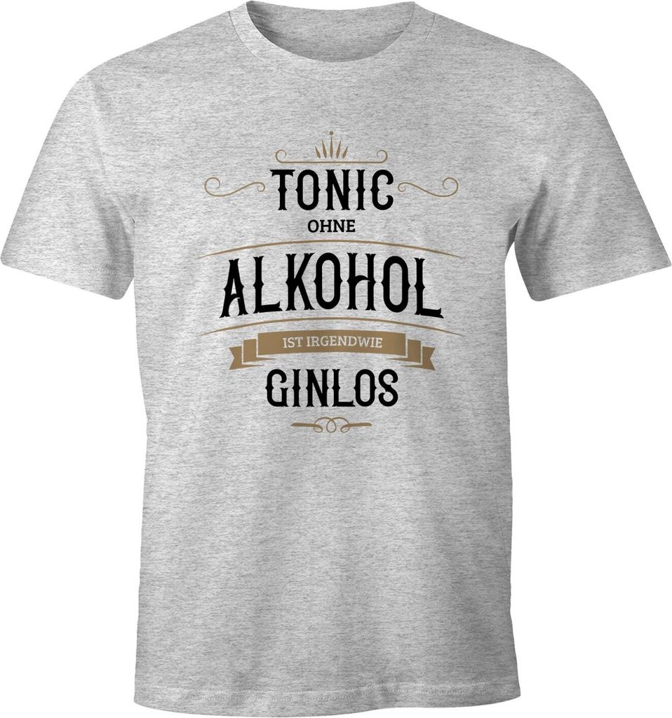 Herren T-Shirt Tonic ohne Alkohol ist irgendwie Ginlos Spruch-Shirt Fun-Shirt Moonworks Dezember grau-meliert 4XL