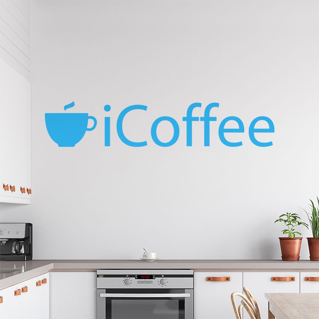 iCoffee Wandtattoo in 6 Größen - Wandaufkleber Wall Sticker - Dekoration, Küche, Wohnzimmer, Schlafzimmer, Badezimmer