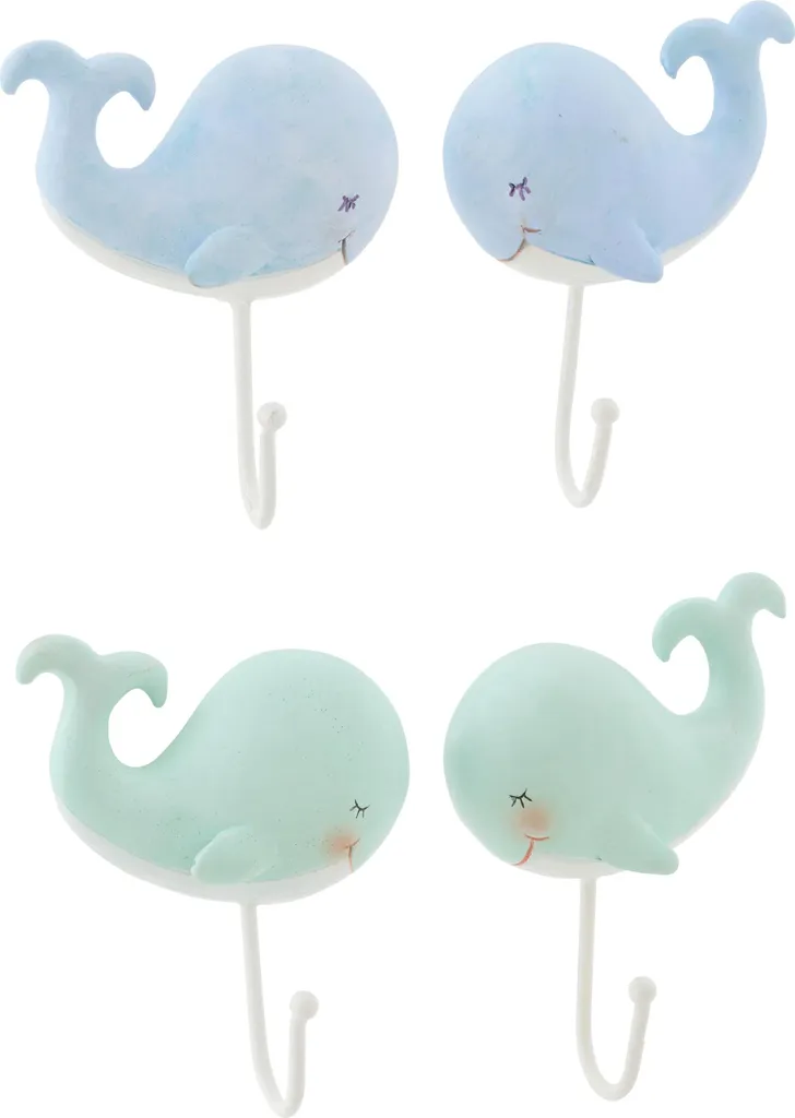Portemanteau J-Line Wal en polyrésine bleu et vert clair assorti 4 pcs