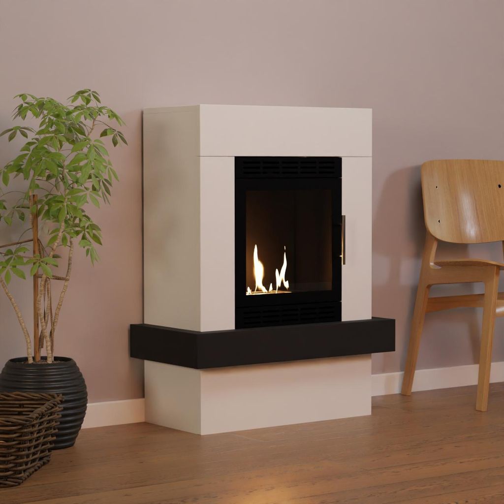 GLOW FIRE Ethanol Kamin 'Odda Vision' | Ethanolofen in weiß mit 3 Std. Brenndauer und 3 KW Heizleistung | BxHxT: 70x90x43 cm