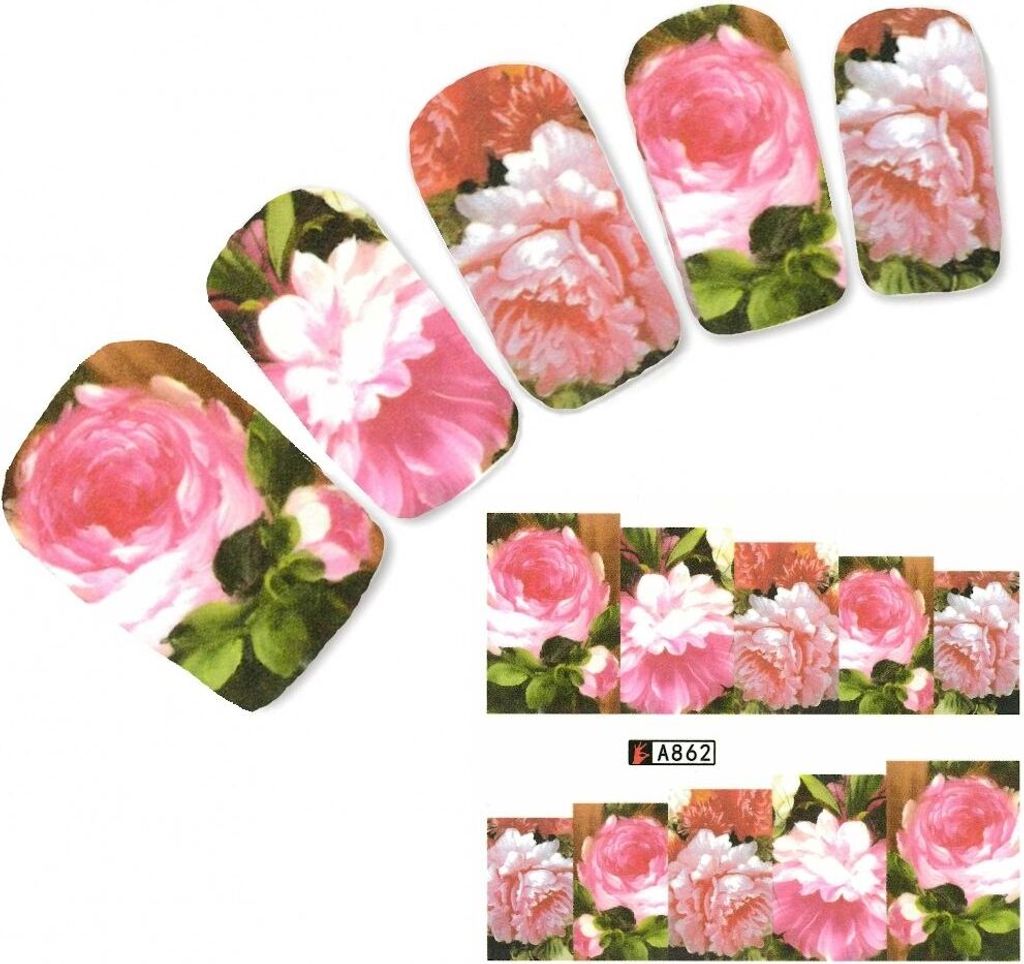 Tattoo Nail Blumen Rosen Bläter Aufkleber Nagel Sticker Produktbild 