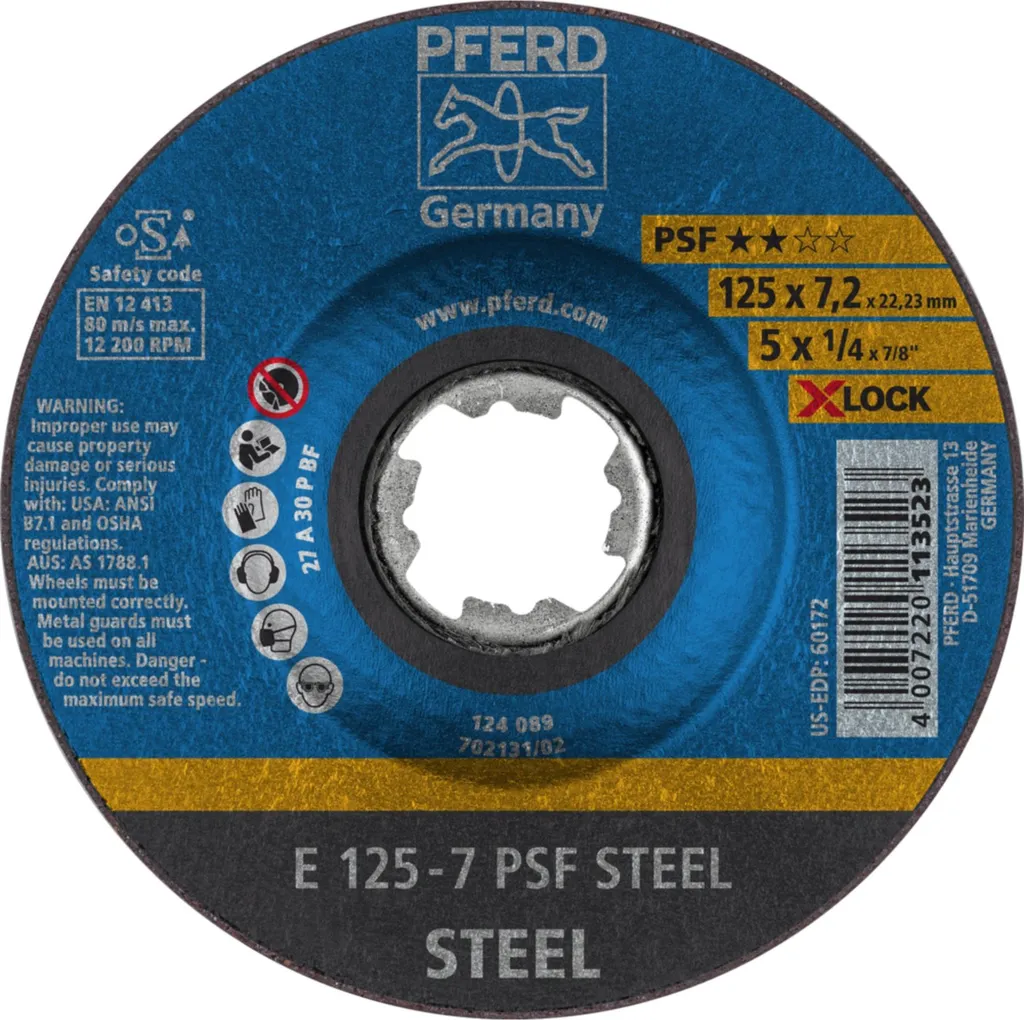 Disco Sgrossatura PFERD X-LOCK 125x7 PSF STEEL - Efficienza Cavallo