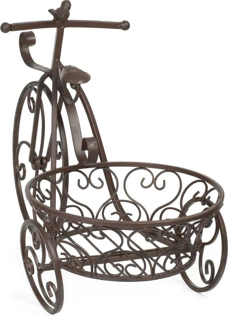 Panier à plantes Moritz en bois robuste : Roue décorative 55 cm jardin