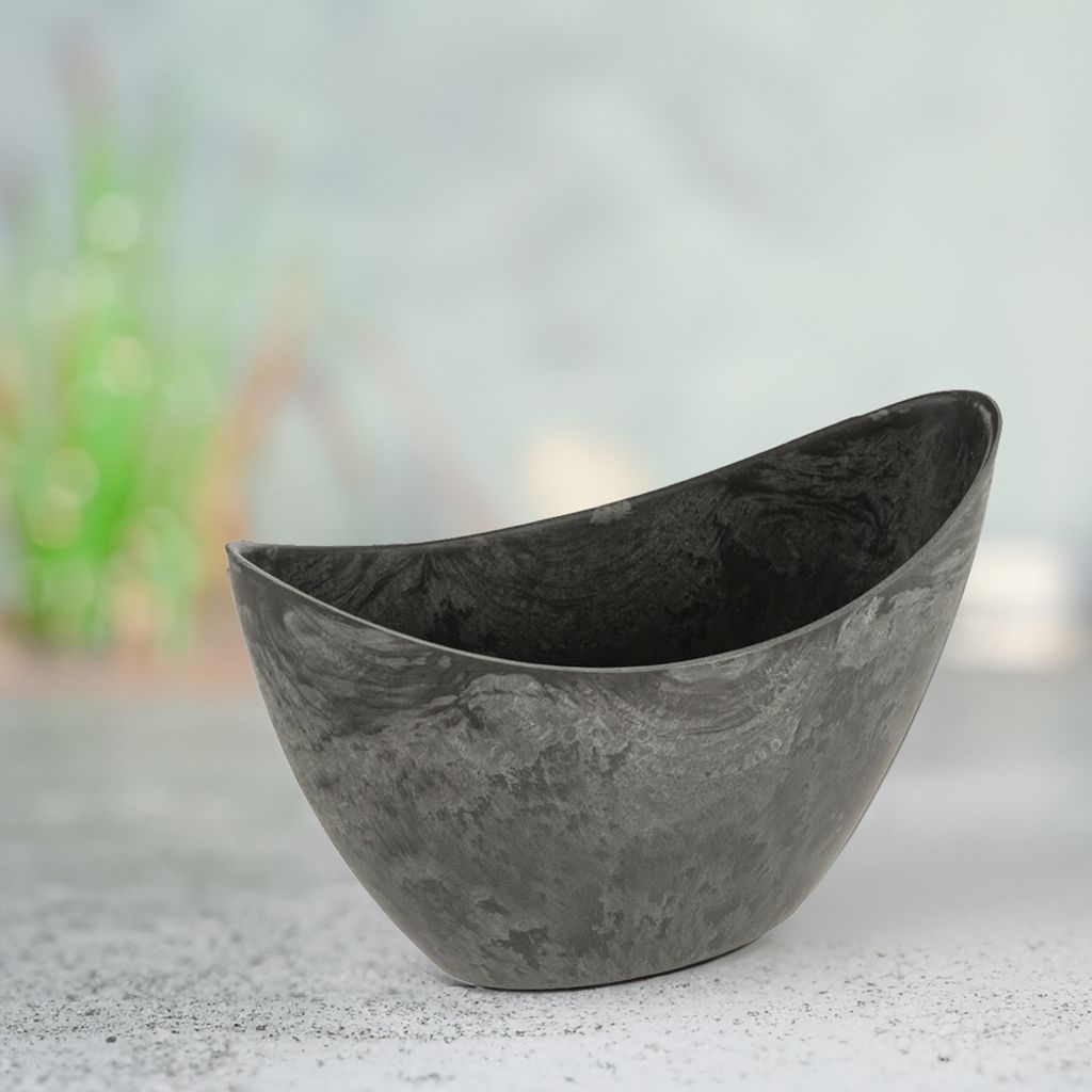 Große Vintage Outdoor Pflanzschale oval 55 cm oliv-grün