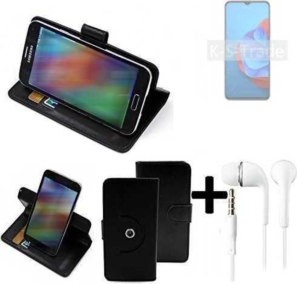 K-S-Trade Handy Hülle Schutz Hülle + Kopfhörer kompatibel mit Coolpad Cool 20s Handyhülle Flipcase Smartphone Cover Handy Schutz Tasche Walletcase