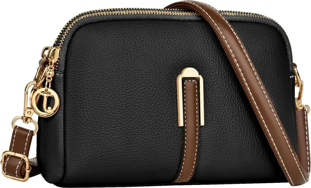 TEUEN sac crossbody noir en cuir avec bandoulière ajustable - Chic