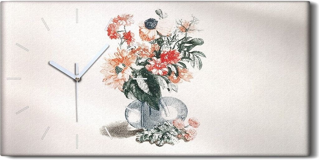 Wanduhr Bürouhr Leinwand Bild 60x30 Zeichnung Florale Blumen Pflanzen Kunst - weiße Hände